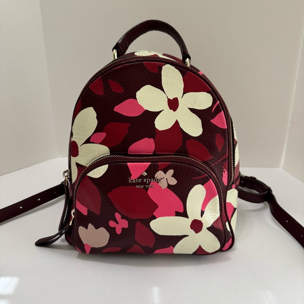 Kate Spade New York Jackson Forest Floral Leather Backpack WKRU7023 Pink Multi